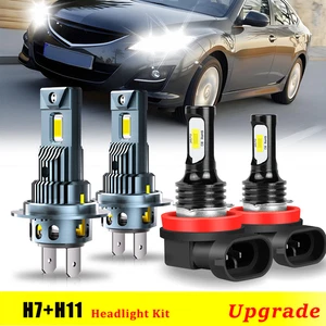 For Mazda 6 2009-2013 Combo LED Headlight Low Beam Bulbs H7 H11 Kit 6500K White - Picture 1 of 18