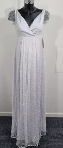 TIFFANY ROSE 'Elodie Gown' Maternity Wedding Dress Silver Snow Size 6 UK 18-20 - Picture 1 of 10