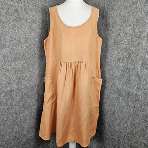Poetry 100 % gewaschenes Leinen orange ärmellos Tunika Hängerchen Kleid UK 14-16 - Bild 1 von 14