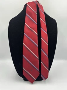 Vintage Christian Dior Men’s Necktie Red W/ Blue And White Diagonal Stripes - Picture 1 of 5