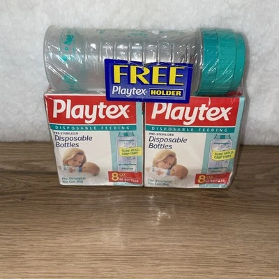 Biberón de látex con tapa plana Playtex vintage y forros desechables de 8 oz Foto 1 de 4