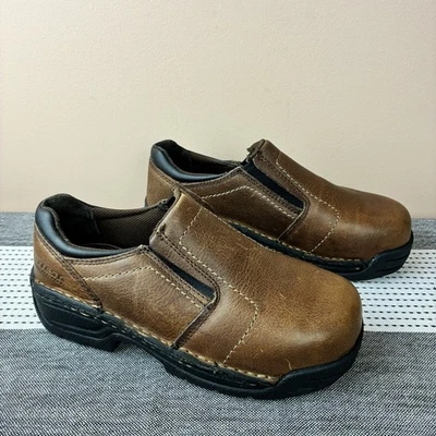 Zapatos de trabajo Hytest Opanka sin cordones con puntera de acero para mujer marrón K17140 talla 6 anchos Foto 1 de 4