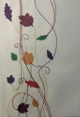 Marcel Schurman- Thanksgiving- Handmade- Leaves & Machine Stitched Swirls
