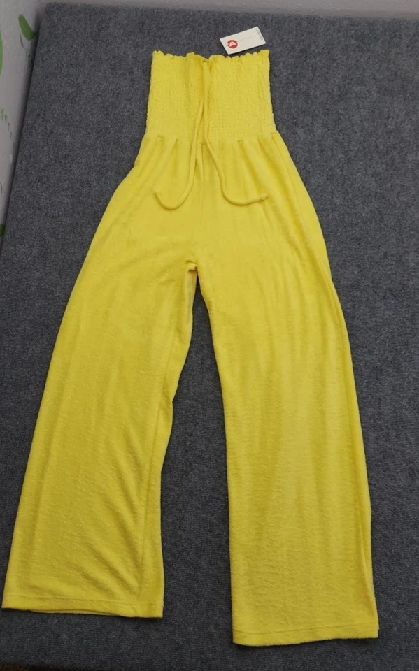 Absolutely Pantalones Mujer Grande Amarillo Terrycloth Cintura Alta Calado Pierna Ancha EE. UU. Foto 1 de 4