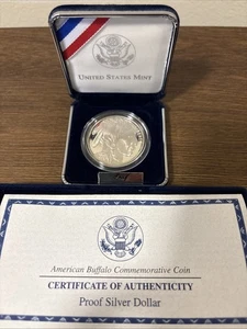 2001 P American Buffalo Proof Silver Dollar Commemorative 90% US Mint Box + COA - Picture 1 of 7