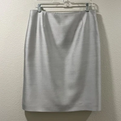 Falda Lápiz TERI JON Rickie Freeman Textura Tejida Seda Bk Cremallera, Gris Plateado - 12 Foto 1 de 4