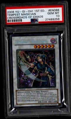 Yugioh PSA 10 2008 Tempest Magician CSOC-EN088 Secret Rare 1st Edition Crossroad - Image 1 of 2