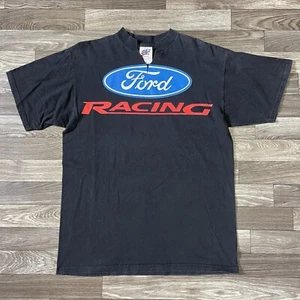 Vintage Ford Racing Shirt Mens Large Black Crewneck Short Sleeve Track Gear Tag - Picture 1 of 7