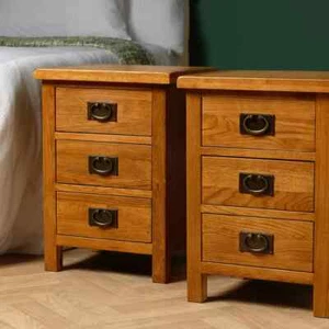 Matching Pair Of Baysdale Rustic Oak Bedside Tables / Side Cabinet / Nightstand - Picture 1 of 24