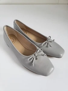 Sam Edelman Marisol Leather Square Toe Slip On Gray Ballet Flats Size 9.5 - Picture 1 of 9