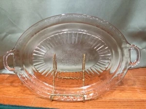 Anchor Hocking Mayfair Offen Rose Rosa Vertiefung Glas Oval 2 Henkel Platte Vintage - Bild 1 von 12