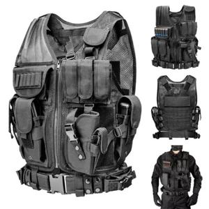 Outdoor Mens Tactical Military Army Vest Airsoft Combat Assault Plate Carrier - Picture 1 of 20