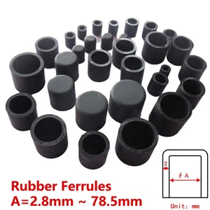 Negro 2.8mm - 78.5mm Goma Férulas Silla Taburete Mesa Pies Agarre Punta Tapas - Imagen 1 de 10