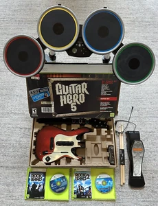 Xbox 360 Guitar Hero Rock Band Ultimate Bundle New Guitar Hero 5 Guitar TESTED - Picture 1 of 21