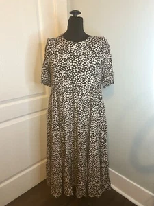Zara Black Floral Short Sleeve Midi Length Ruffled Skirt Cottage Dress womens M - Picture 1 of 10