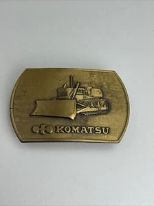Vtg Komatsu D65 Heavy Machinery Bulldozer Construction Brass Belt Buckle 1970s - Picture 1 of 6