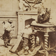 Anthromorphic Cat Stereoview c1865 Puss In Boots Ogre Enchanter Castle Tale L347