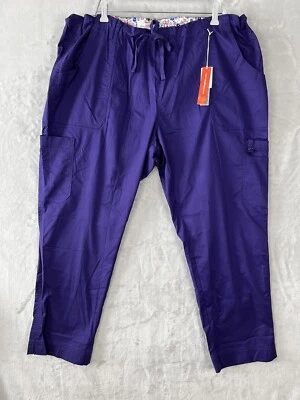 KOI STRETCH Women's Pants 3X Purple Lindsey Cargo Style 710-Petite Scrub Pants - Image 1 of 4
