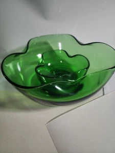 Vintage Anchor Hocking ~ 2 Piece Chip and Dip Set Green MCM 50's 60's Mid Centur - Picture 1 of 6