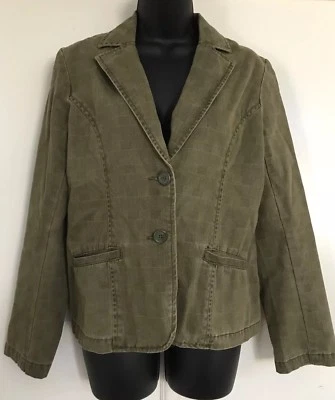 Blazer/Chaqueta HAVANA JACK'S CAFÉ Mujer Talla 6 Algodón Verde Oliva Botón ¡USADA EN EXCELENTE ESTADO! Foto 1 de 4