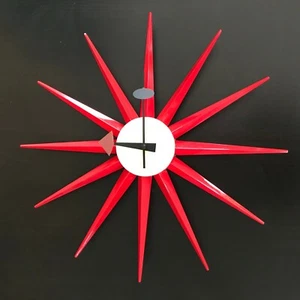 Mid Century Modern Sun Clock Retro Red Star Modern Kitchen Wall Clock - Picture 1 of 12