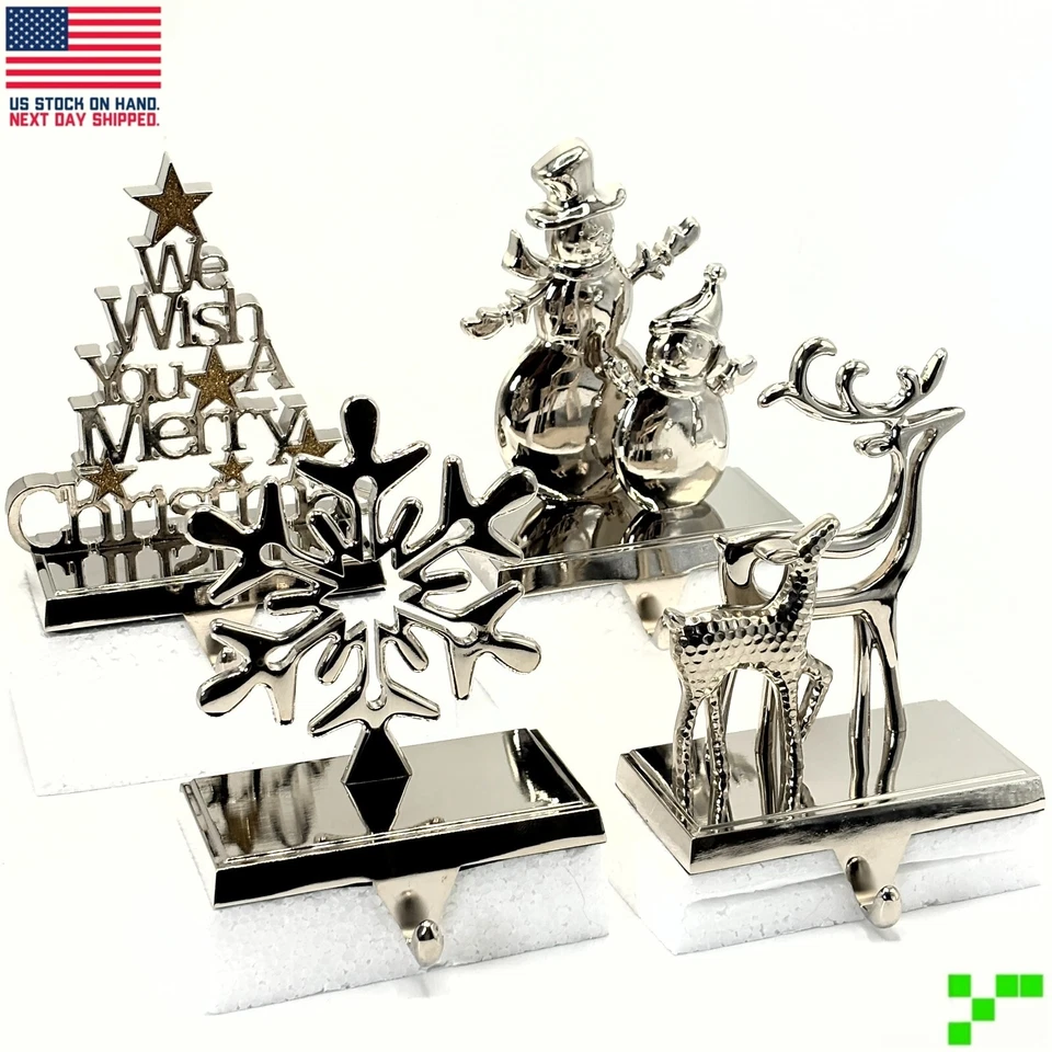 Juego de 4 soportes para medias de Navidad para abrigo, perchas para medias reno muñeco de nieve Foto 1 de 4
