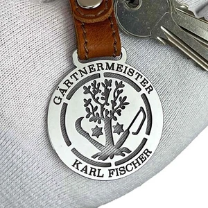 Zunftzeichen Gärtner Geschenk mit Gravur - Edelstahl Schlüsselanhänger - Bild 1 von 7
