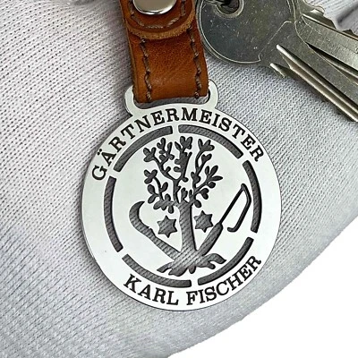 STEELMONKS Zunftzeichen Gärtner Geschenk mit Gravur - Edelstahl Schlüsselanhänger