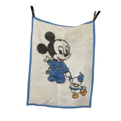Manta de bebé borrosa vintage Biederlack Mickey Mouse Foto 1 de 4