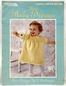 1992 Leisure Arts Knit Baby Dresses 2249 Pattern Book 4 Designs Vintage 16454 - Bild 1 von 2