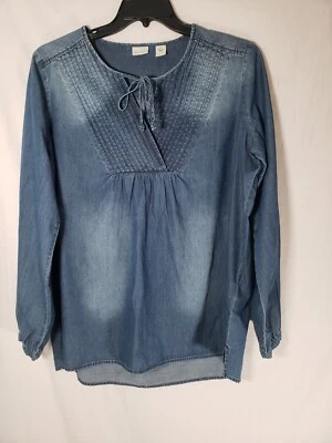 Camisa Westbound Denim Desteñida Manga Larga 100% Algodón Talla L Foto 1 de 4