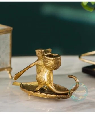 Lindos Regalos Hogar Jardín Latón Ratón Libro de Lectura Candelabro Decoración Candelabro Foto 1 de 4