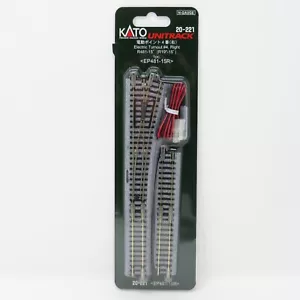 Kato N 20-221 UniTrack Right Switch #4 Electric Turnout 19" Radius R481-15 - Picture 1 of 2