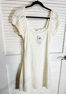 Mini Vestido Suéter Hollister Beige Mujer Talla Mediana Algodón Elástico Forrado Nuevo con Etiquetas Foto 1 de 4
