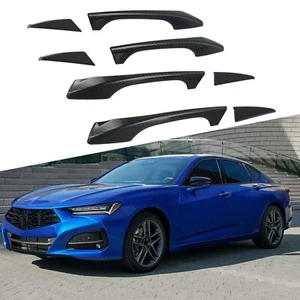 8 piezas para Acura TLX 2015-2022 fibra de carbono lateral exterior manija de puerta tazón moldura - Imagen 1 de 12