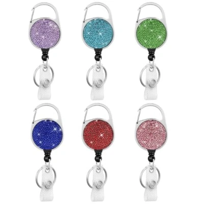 Retractables Keychains Badges Holder Rhinestones Sport Retractables KeyRings - Image 1 of 4