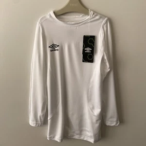 Umbro Junior Base Layer Top White Core Long Sleeved Crew Boys Girls Youth Sz L - Picture 1 of 10