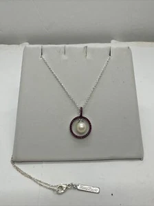 Vantel Pearls “Pink Eternity” Sterling Silver Necklace & Pendant With Pearl NWT - Picture 1 of 4