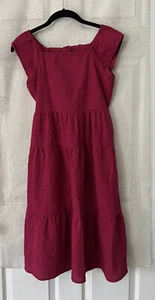 Maxi Vestido Old Navy Niña Rojo Arándano En Niveles Fruncido L 10-12 - Imagen 1 de 7