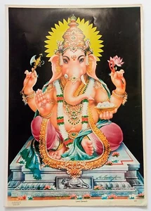 India vintage large poster LORD GANESH 14"x20" inches by J B Khanna R - Picture 1 of 1