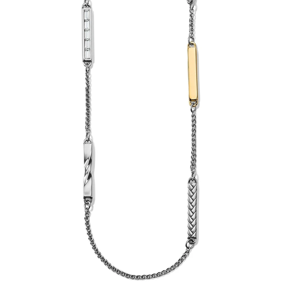 Brighton Tapestry Long Crystal Silver Gold Bead Unique Necklace NWTag