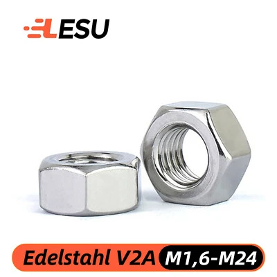 Sechskantmuttern DIN 934 Edelstahl rostfrei A2 V2A VA Muttern von M 1,6 bis M 24 - Bild 1 von 3