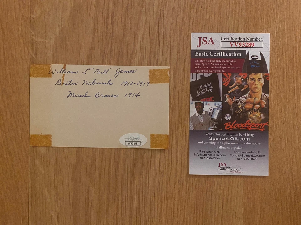 1914 Boston Miracle Braves Bill James Signed Index Card JSA - Image 1 of 1