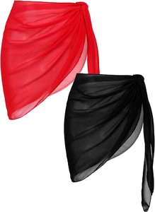 2 Pcs Sarong Coverups for Women Beach Wrap Skirt Chiffon Swimsuit Coverup for Sw - Picture 1 of 12