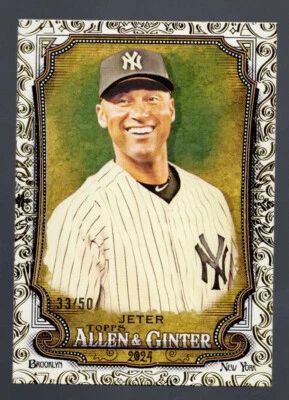 Derek Jeter 2024 Topps Allen & Ginter #175 Gold Foil Filagree Yankees /50 - Image 1 of 2