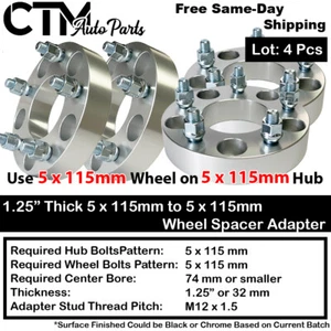 4P 1.25" THICK 5x115 TO 5x115 WHEEL ADAPTER SPACER FIT OLDSMOBILE/PONTIAC/SATURN - Picture 1 of 4