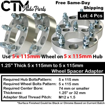 ADAPTADOR RUEDA ESPACIADOR 4P 1.25" GRUESO 5x115 A 5x115 apto oldsmobile/pontiac/saturn Foto 1 de 4