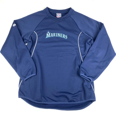 Majestic Therma Base Seattle Mariners Pullover On Field Sweatshirt Mens Medium Cover