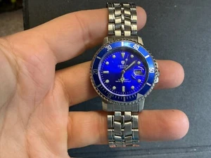 Croton Diver Quartz Watch Blue Dial 100M Croton Quartz Watch New Battery WORKING - Picture 1 of 4
