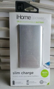 iHome 3,000 mAh slim charge portable battery - Silver - IH-PP2010AS - Lot of 2 - Picture 1 of 3